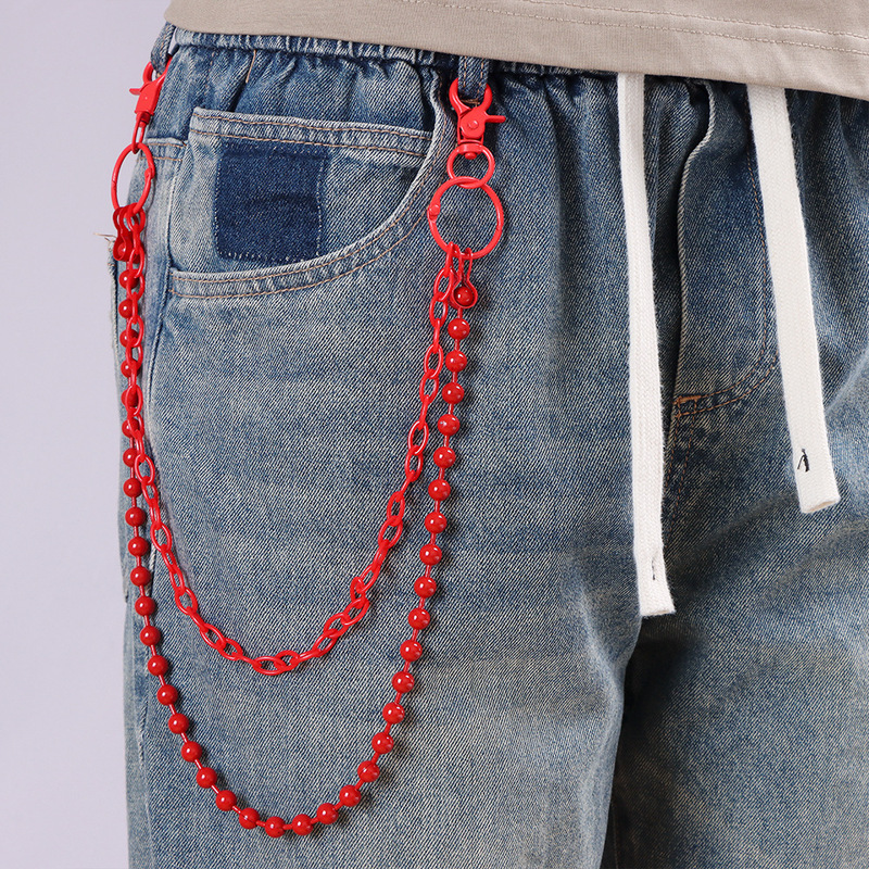 Street Fashion Hip Hop - Catena per Pantaloni Multistrato con Perline