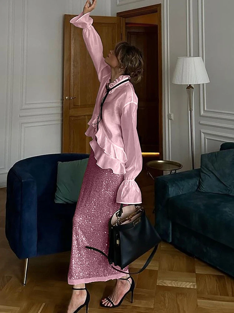 Fashion Street Night - Camicetta Bianca da Donna con Volant,