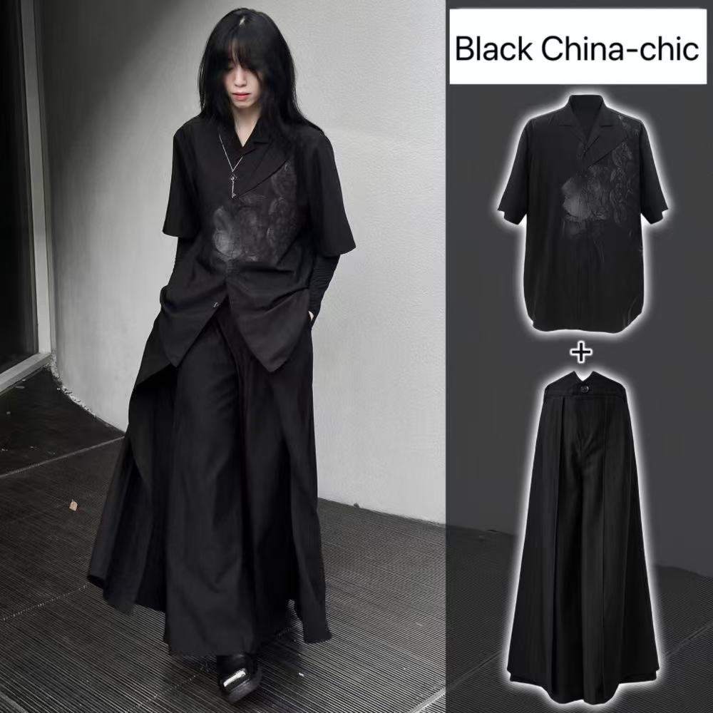 Street Fashion Outfit For Men - Cool Black Nuovo stile cinese Costume