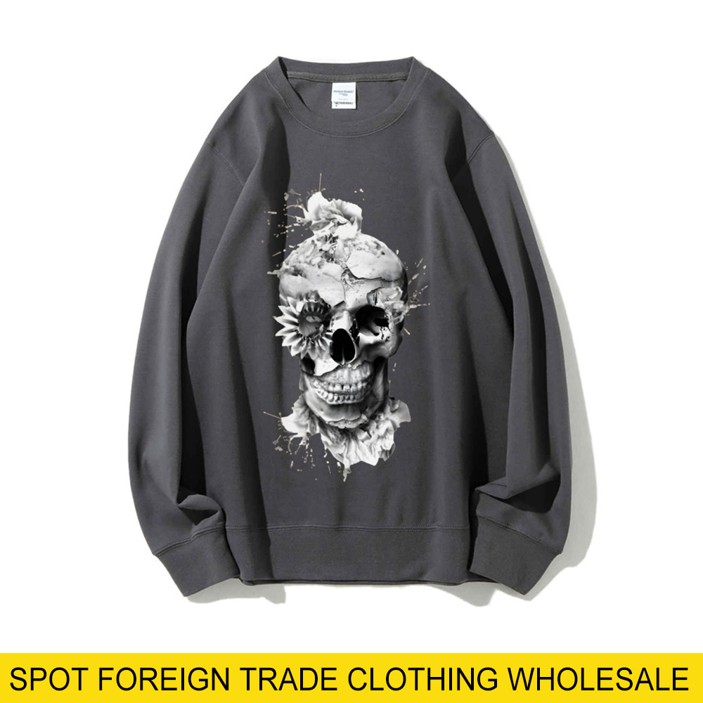 Oversized Crewneck Fleece - Felpa oversize con stampa teschio Pullover