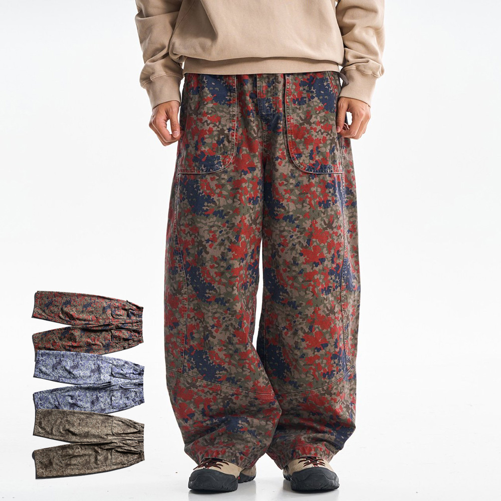 Street Fashion Hip Hop - Pantaloni Cargo in Cotone Stampato di