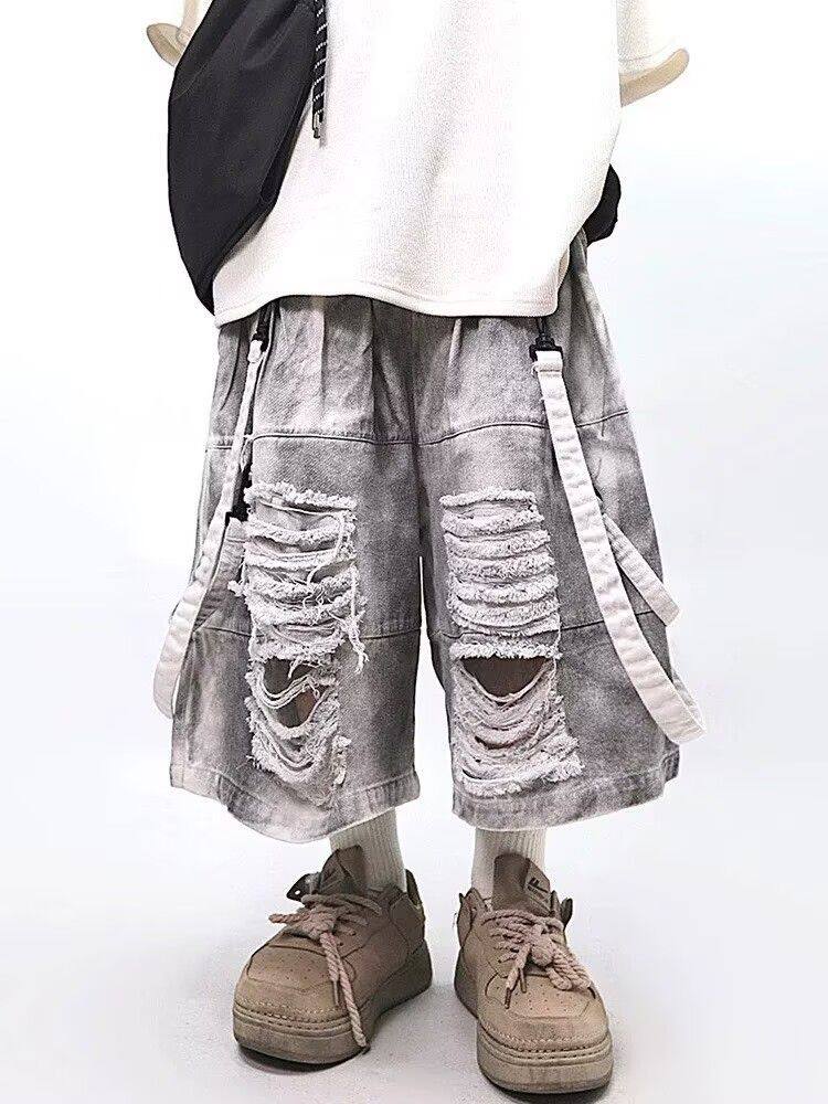 Street Fashion Hip Hop - Jeans Strappati Retrò Hip-hop da Uomo,