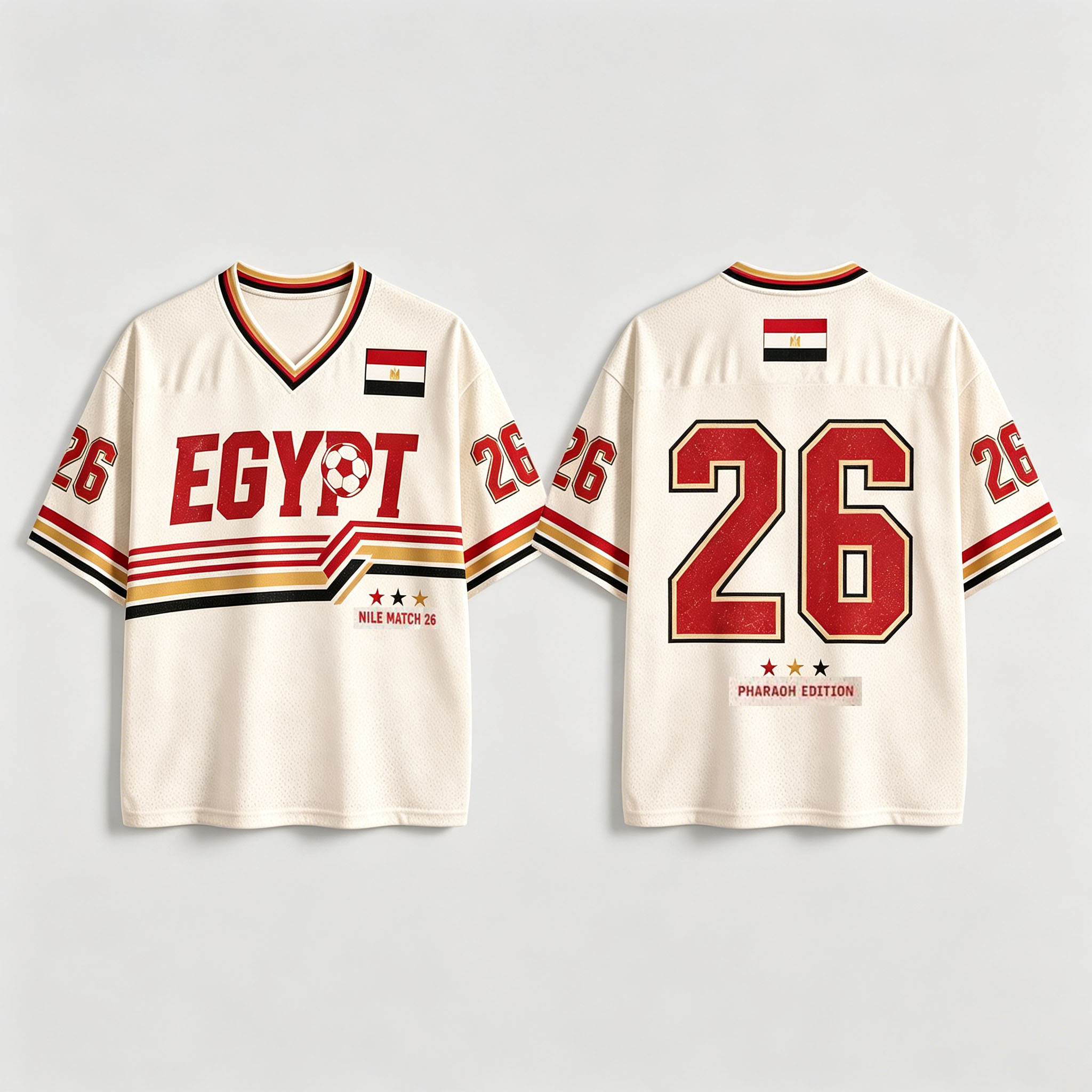 Street Fashion Egypt - Maglia retrò Egitto 2026 con scollo