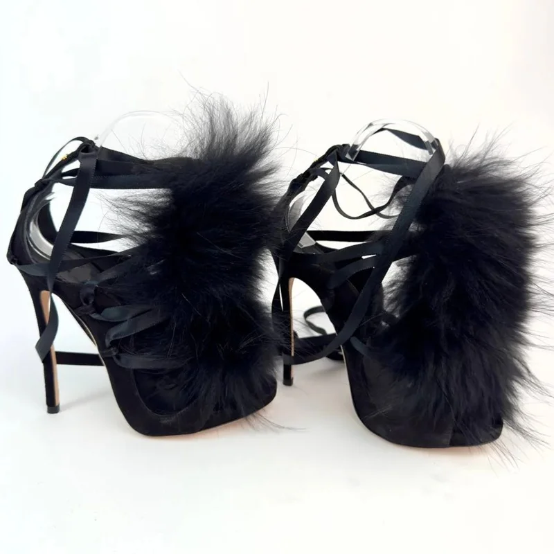 Sandali con lacci in pelliccia - Street Fashion Runway recensione e prezzo