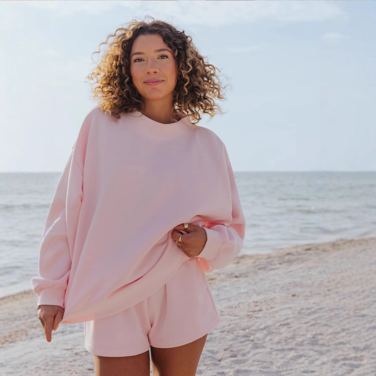 Set Due Pezzi in Pile Tinta Un - Oversized Crewneck Fleece recensione e prezzo