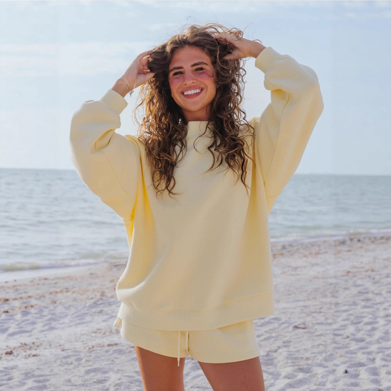 Set Due Pezzi in Pile Tinta Un - Oversized Crewneck Fleece recensione e prezzo