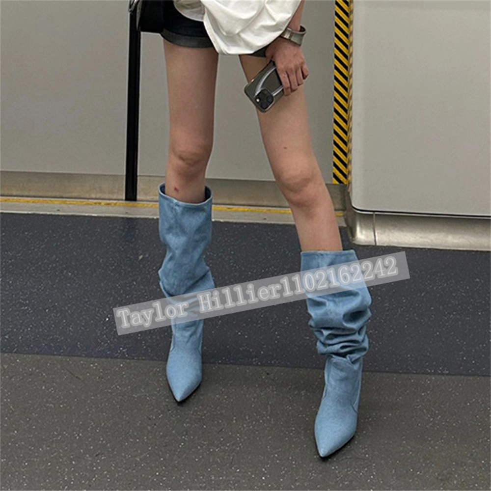 Stivali da Donna in Denim Blu  - Street Fashion Runway recensione e prezzo