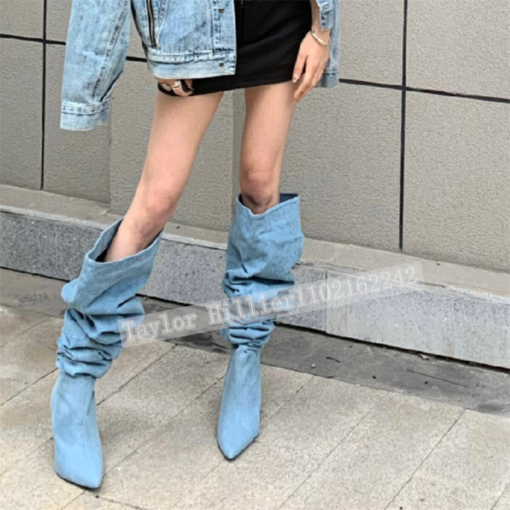 Stivali da Donna in Denim Blu  - Street Fashion Runway recensione e prezzo