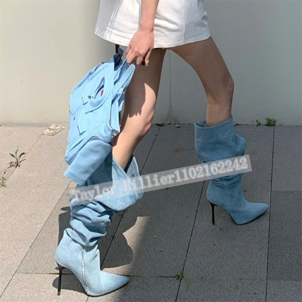 Stivali da Donna in Denim Blu  - Street Fashion Runway recensione e prezzo