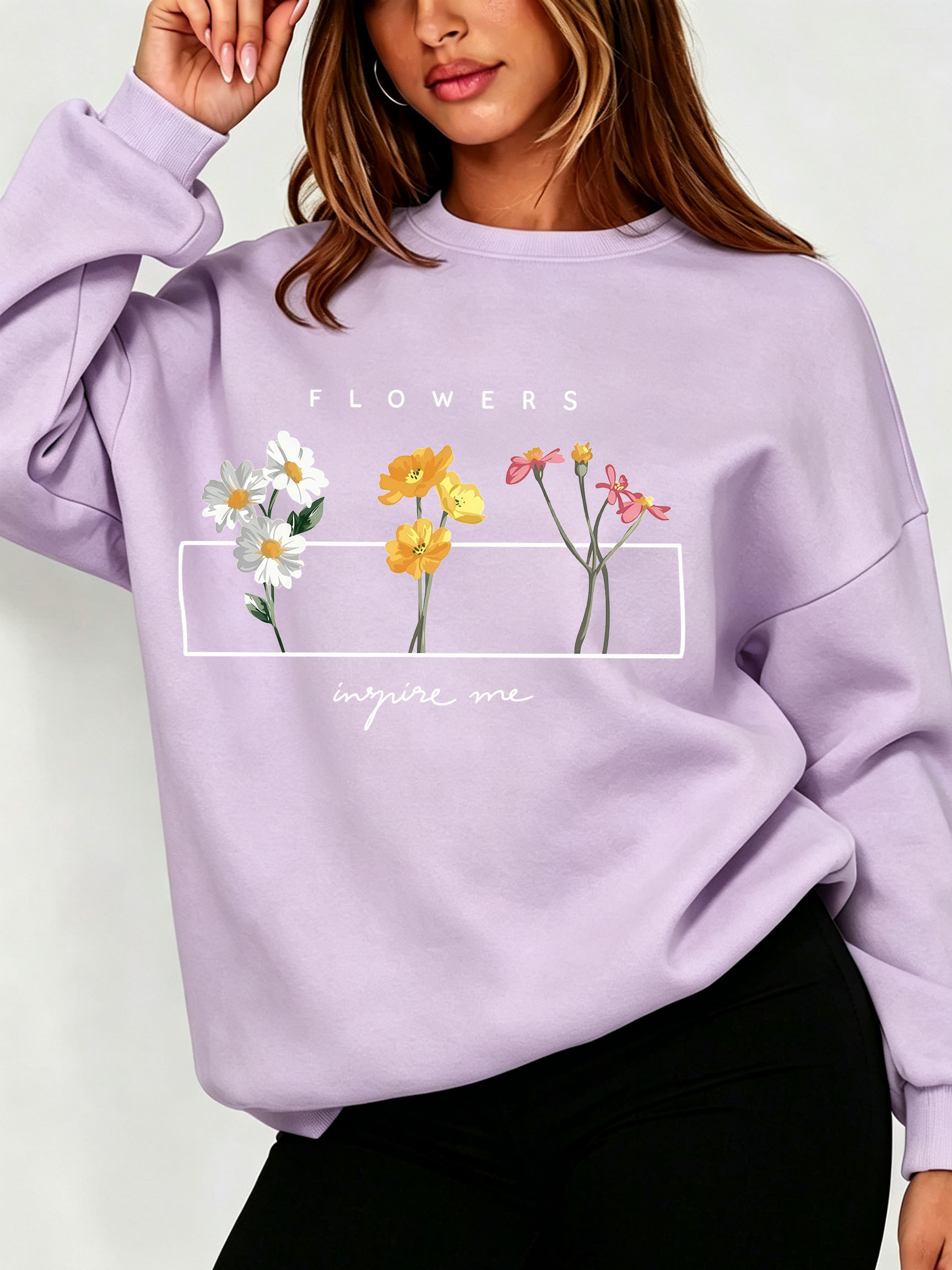 Felpa da donna Daisy con stamp - Oversized Crewneck Fleece recensione e prezzo