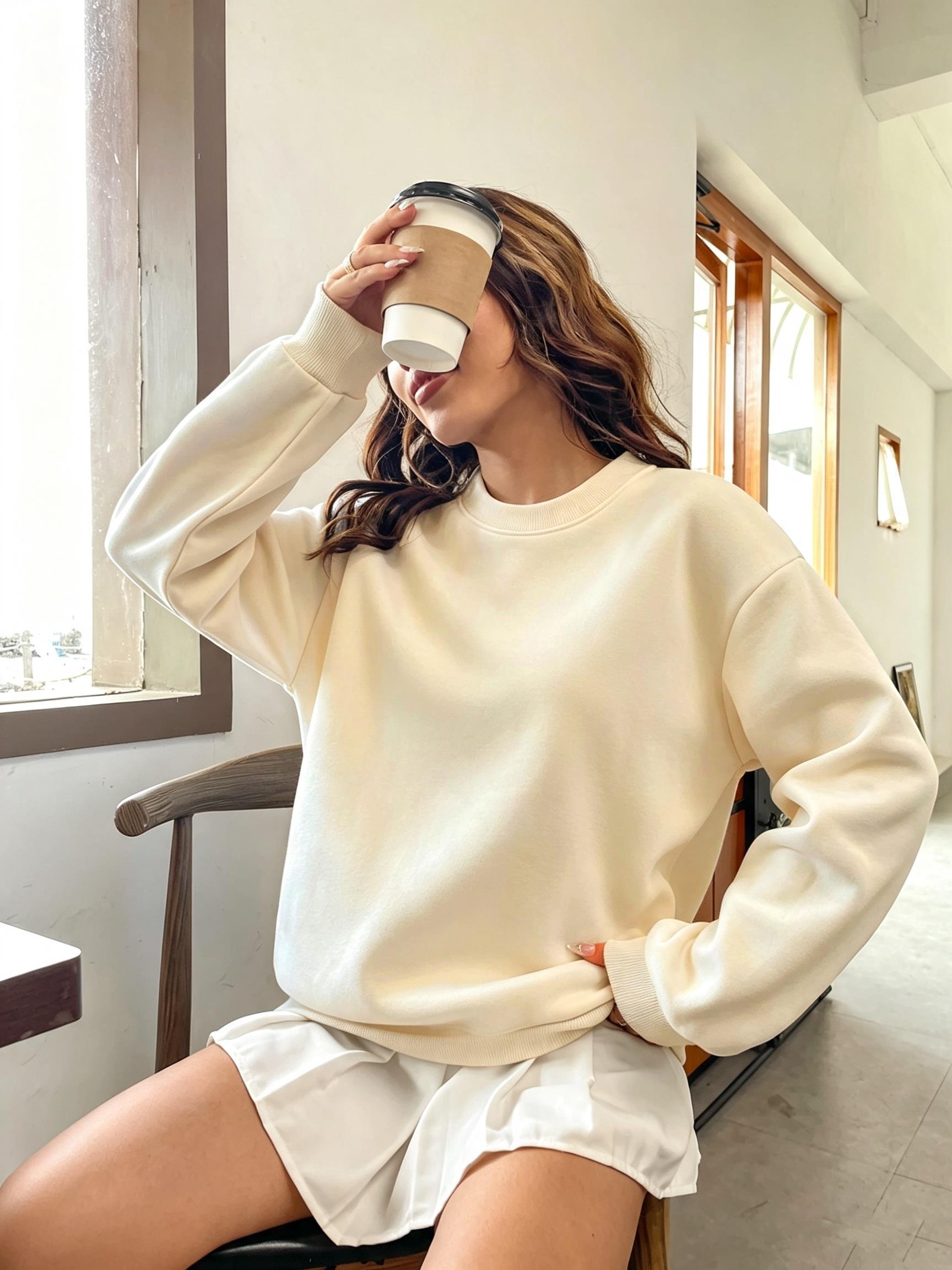 Felpa Oversize Coreana a Tinta - Oversized Crewneck Fleece recensione e prezzo